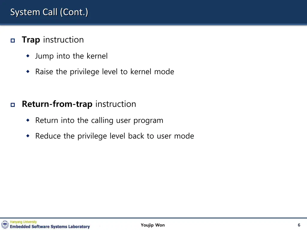 system call cont