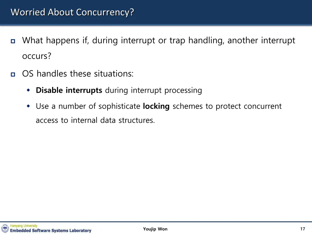 worried about concurrency