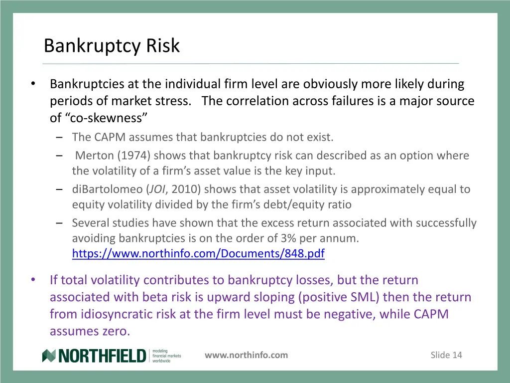 bankruptcy risk