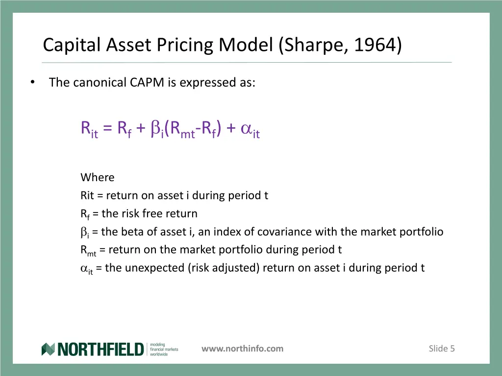 capital asset pricing model sharpe 1964