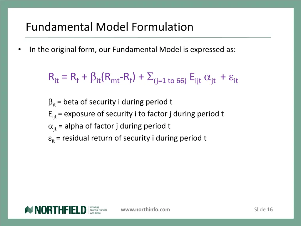 fundamental model formulation