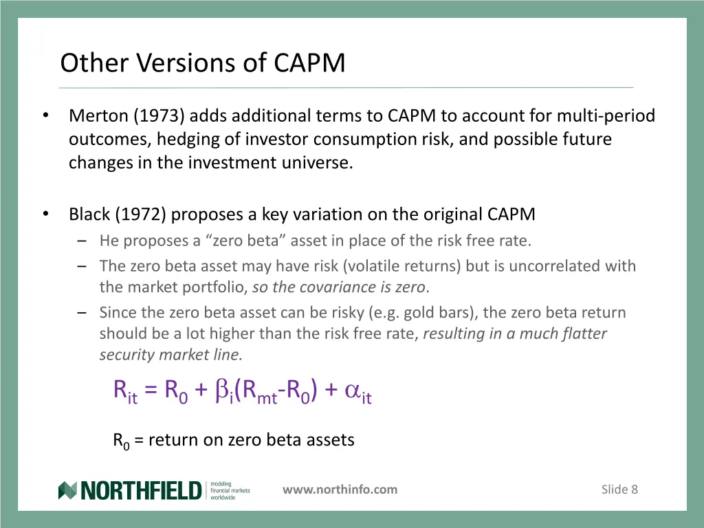 other versions of capm