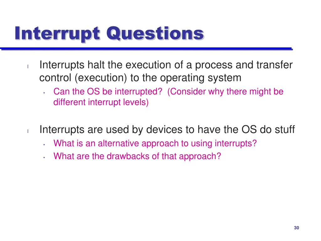 interrupt questions