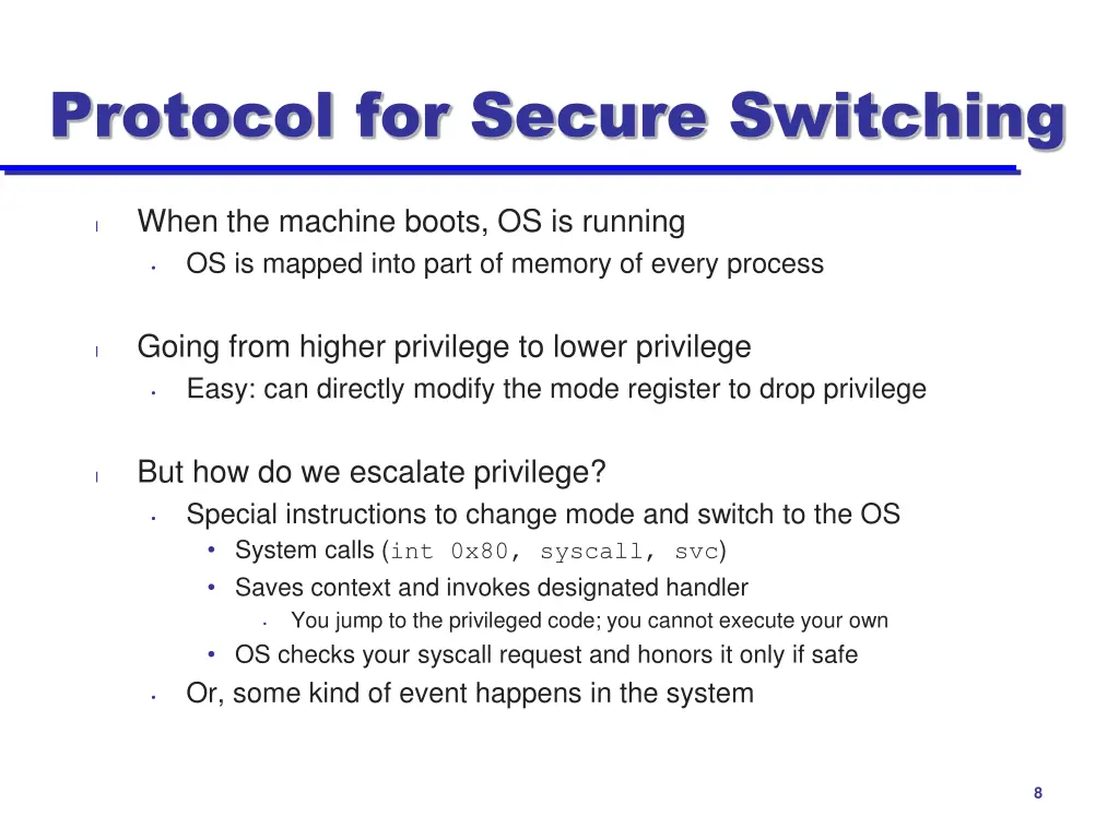 protocol for secure switching