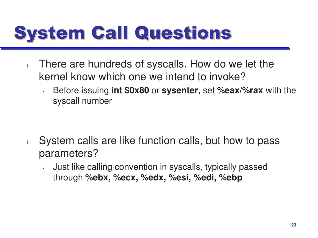 system call questions