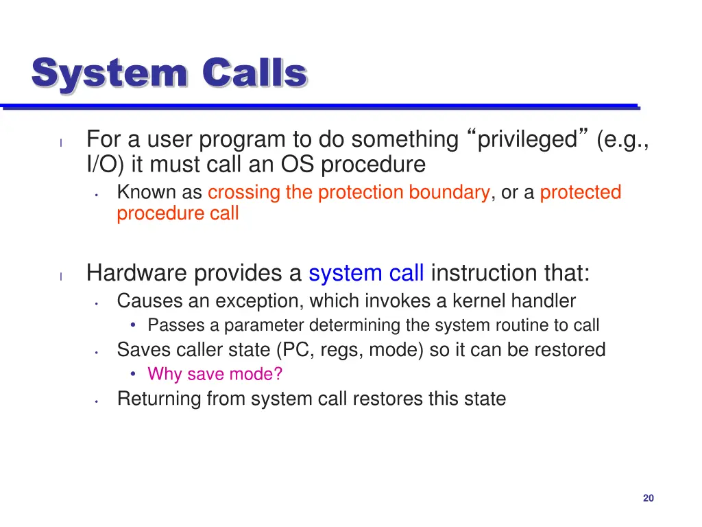 system calls