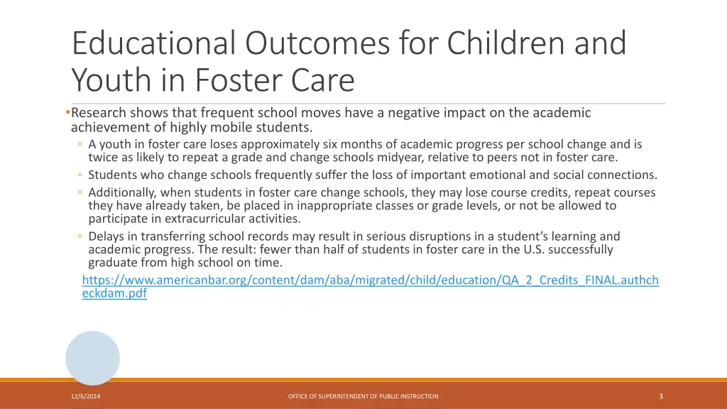 educational outcomes for children and youth