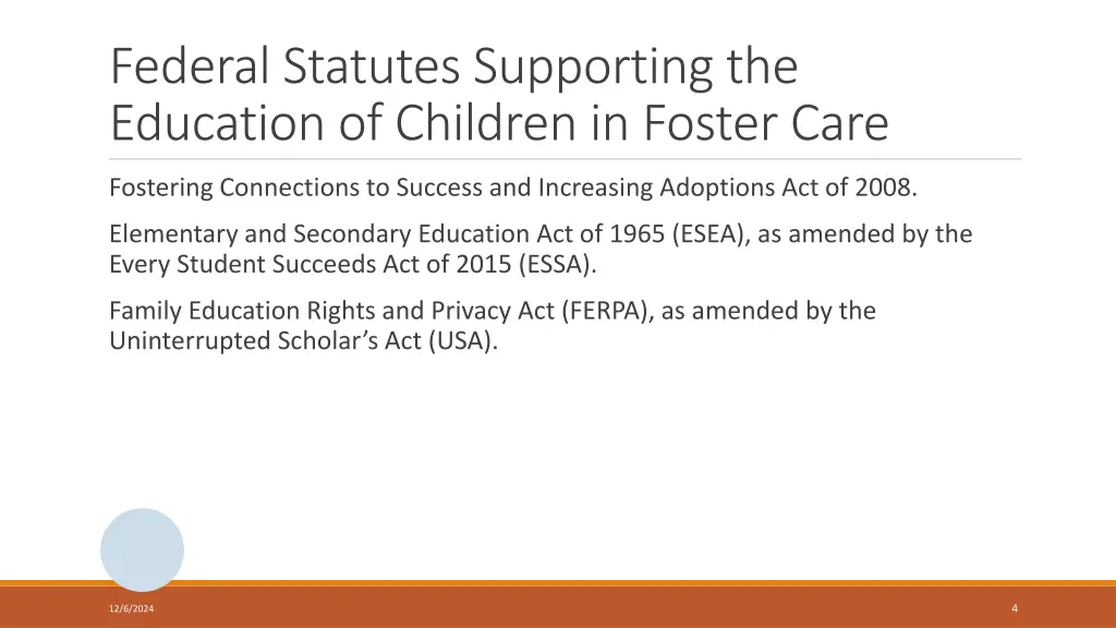 federal statutes supporting the education