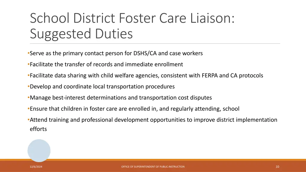 school district foster care liaison suggested