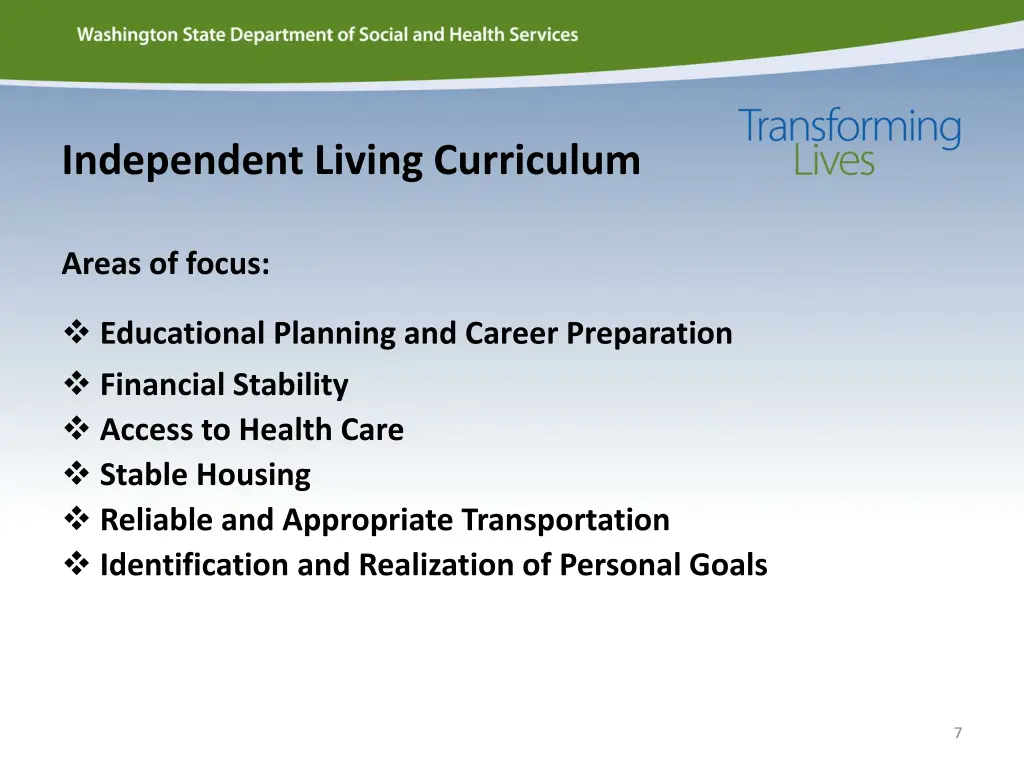 independent living curriculum