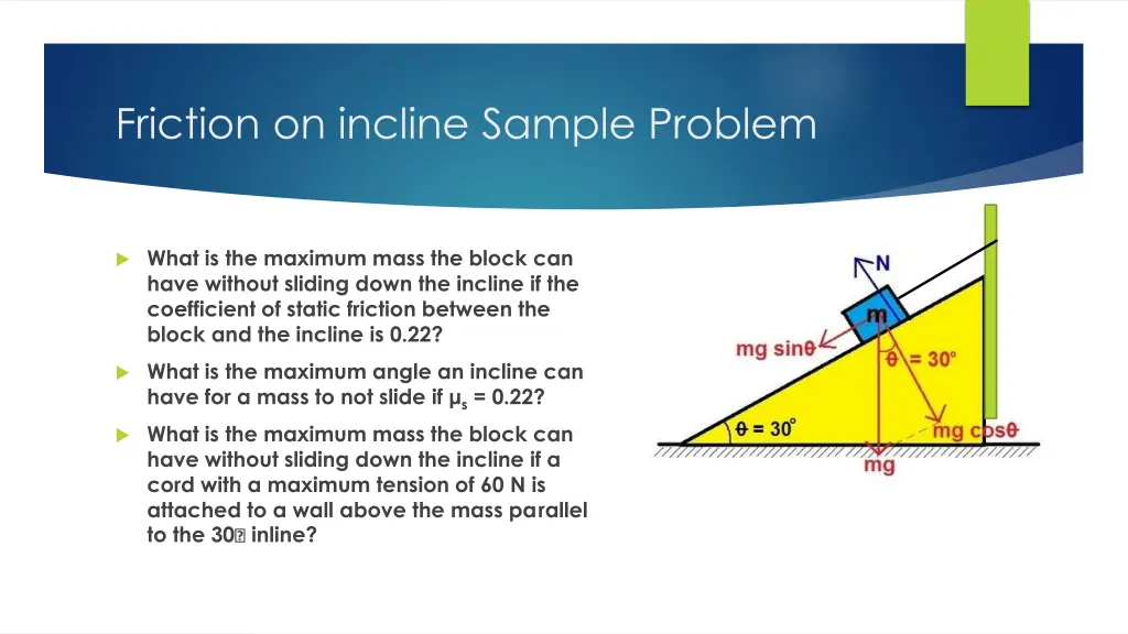 friction on incline sample problem