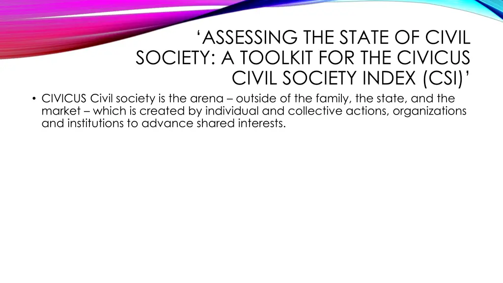 assessing the state of civil society a toolkit