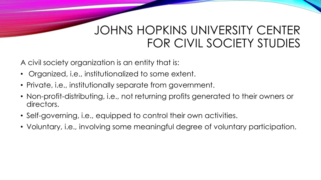 johns hopkins university center for civil society