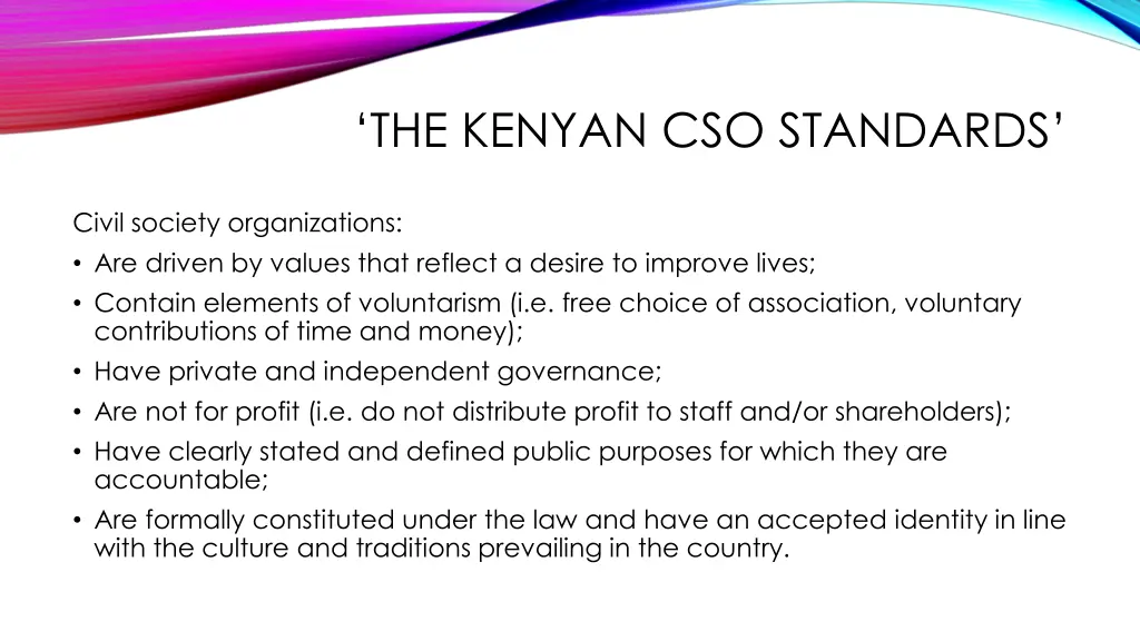 the kenyan cso standards