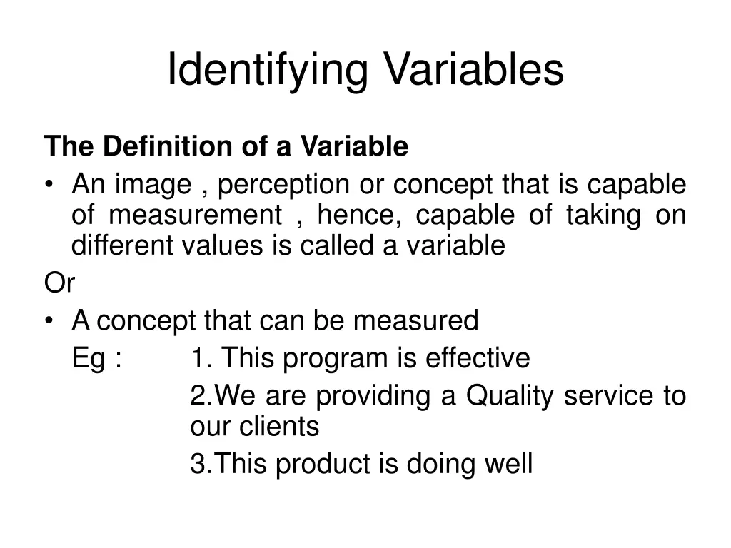 identifying variables