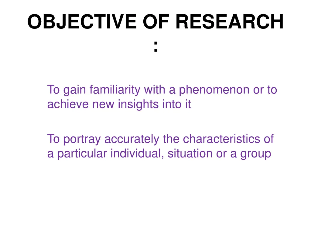 objective of research