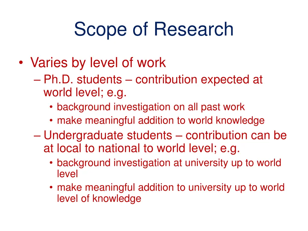 scope of research