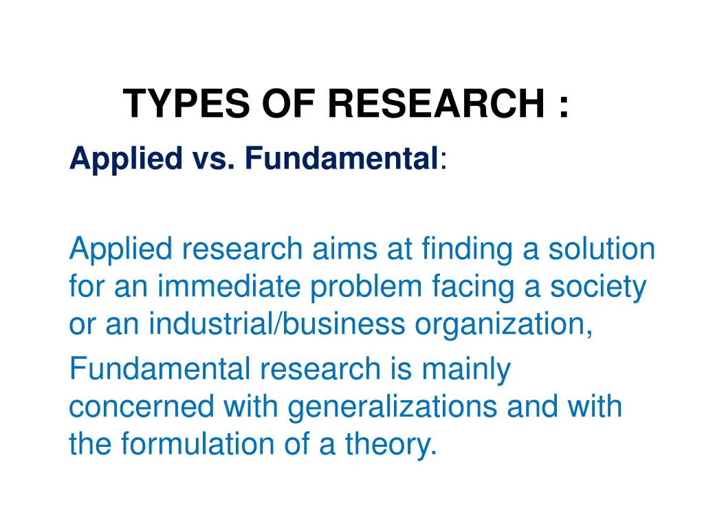 types of research applied vs fundamental