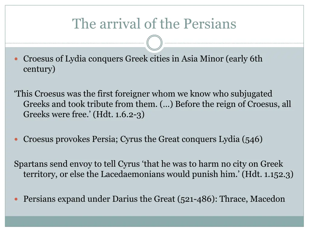 the arrival of the persians