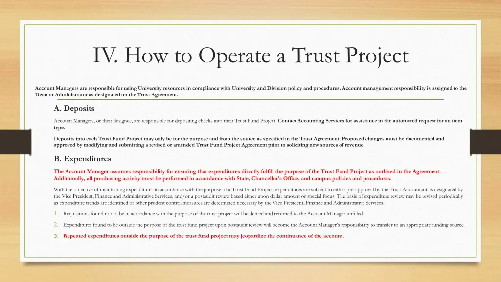 iv how to operate a trust project