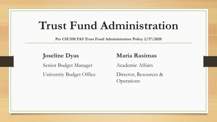 trust fund administration