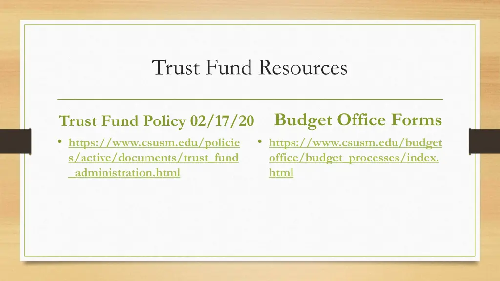 trust fund resources