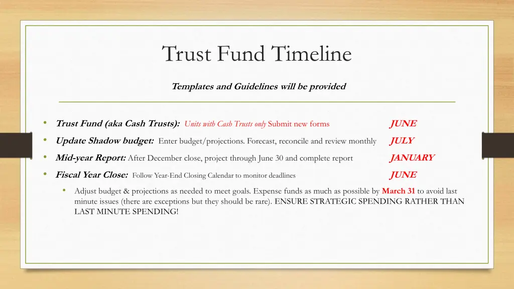 trust fund timeline