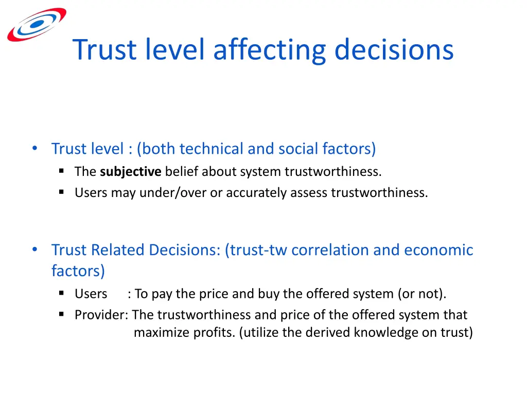 trust level affecting decisions