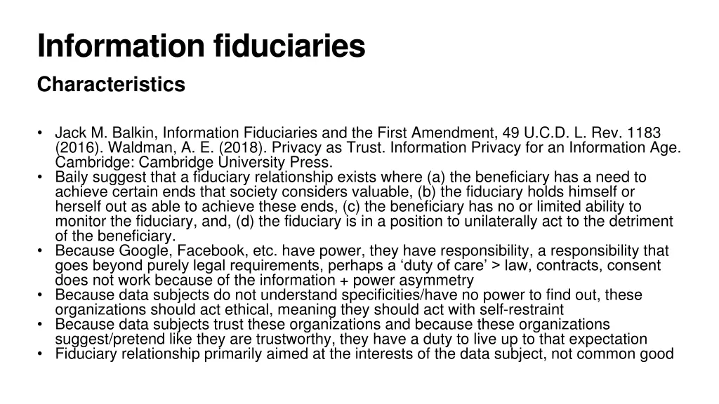 information fiduciaries characteristics