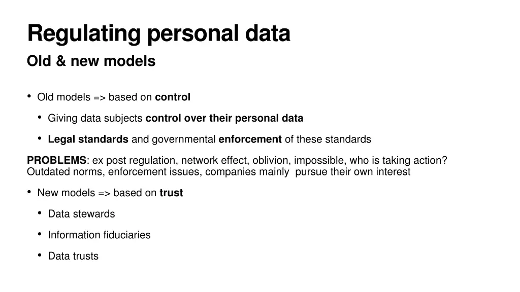 regulating personal data old new models