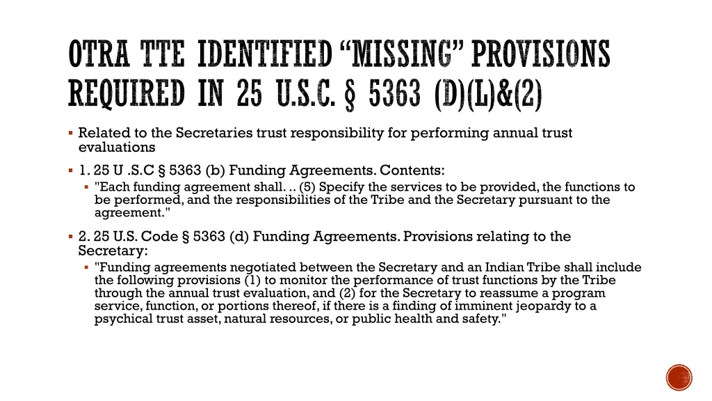 otra tte identified missing provisions required