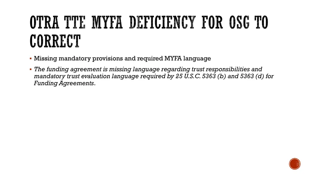 otra tte myfa deficiency for osg to correct