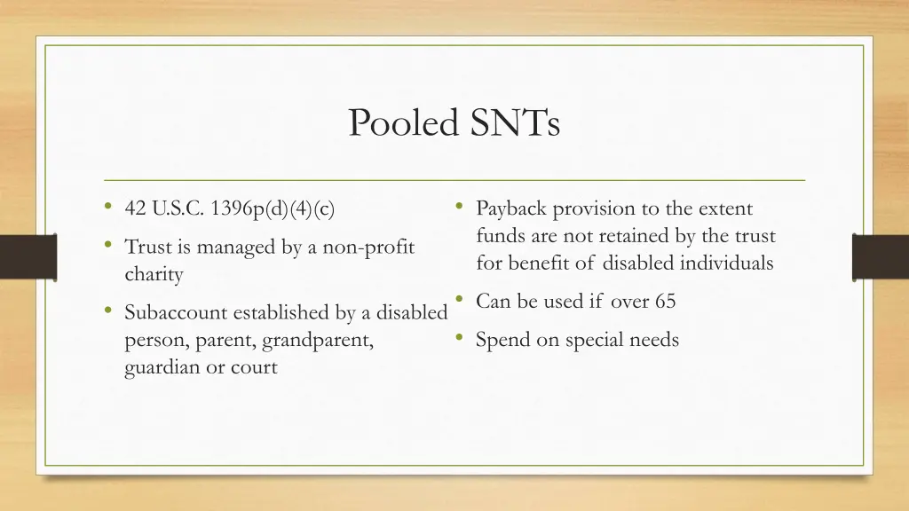 pooled snts