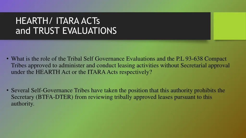 hearth itara acts and trust evaluations