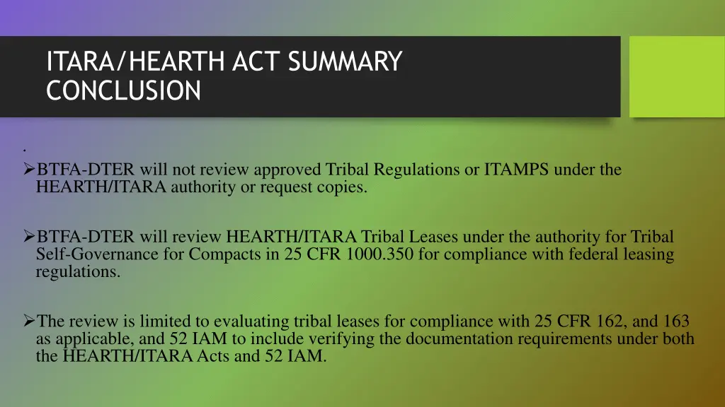 itara hearth act summary conclusion