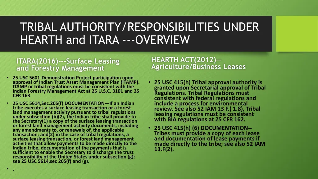 tribal authority responsibilities under hearth