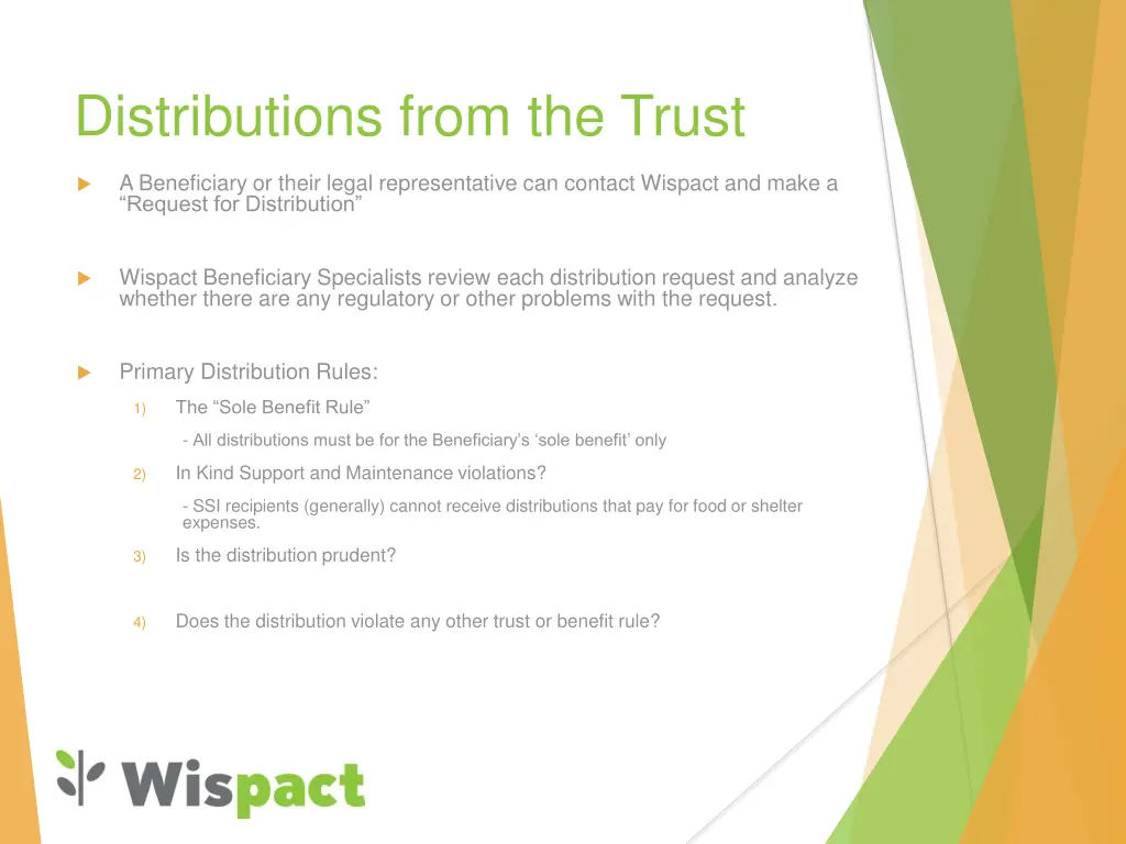 distributions from the trust