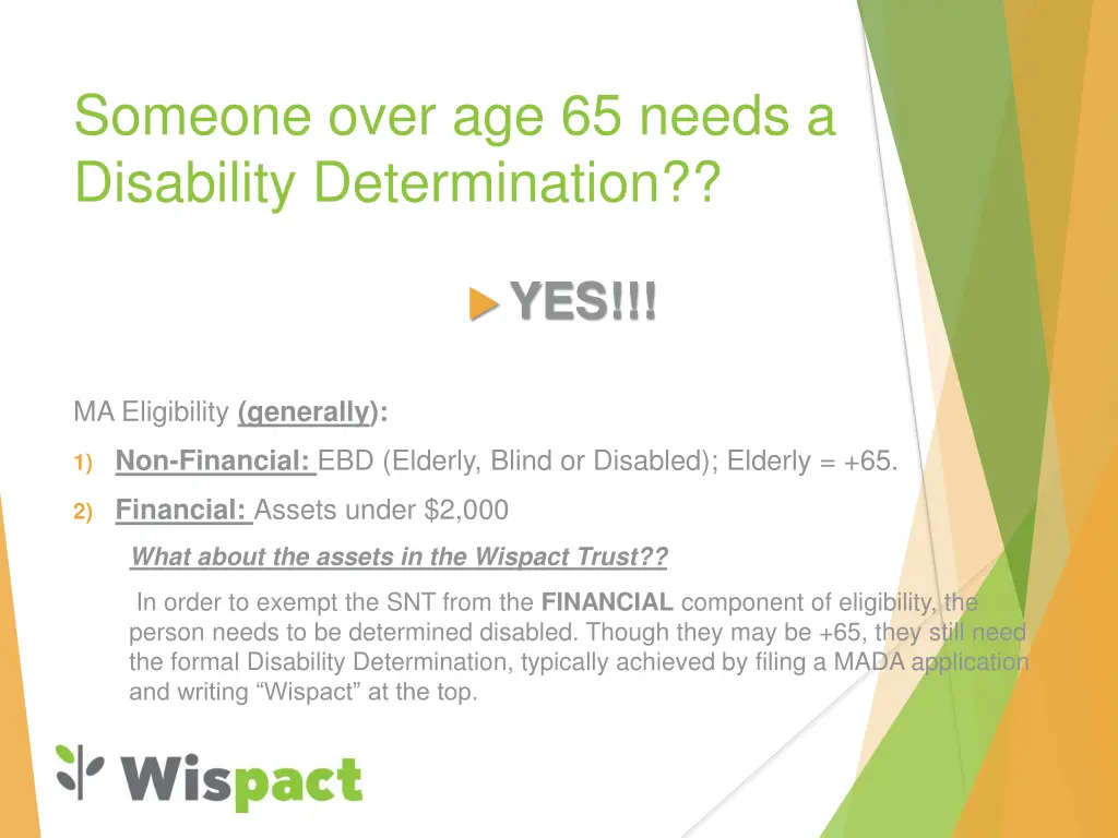 someone over age 65 needs a disability