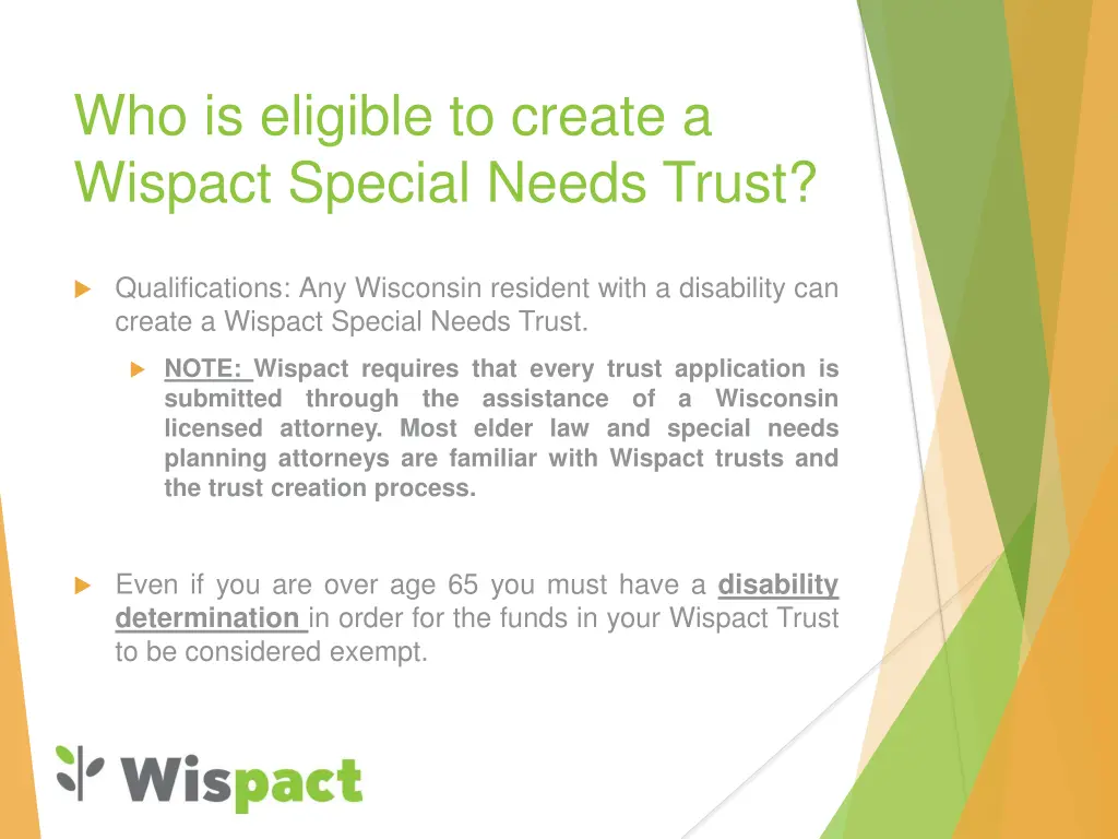 who is eligible to create a wispact special needs