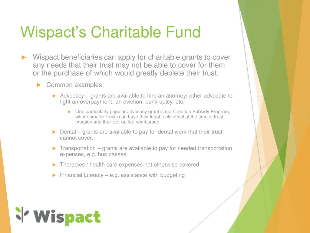 wispact s charitable fund