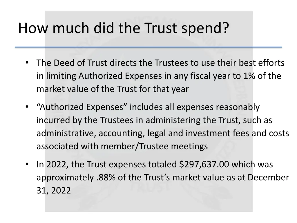 how much did the trust spend