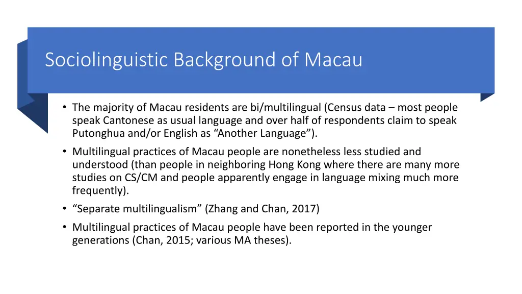 sociolinguistic background of macau