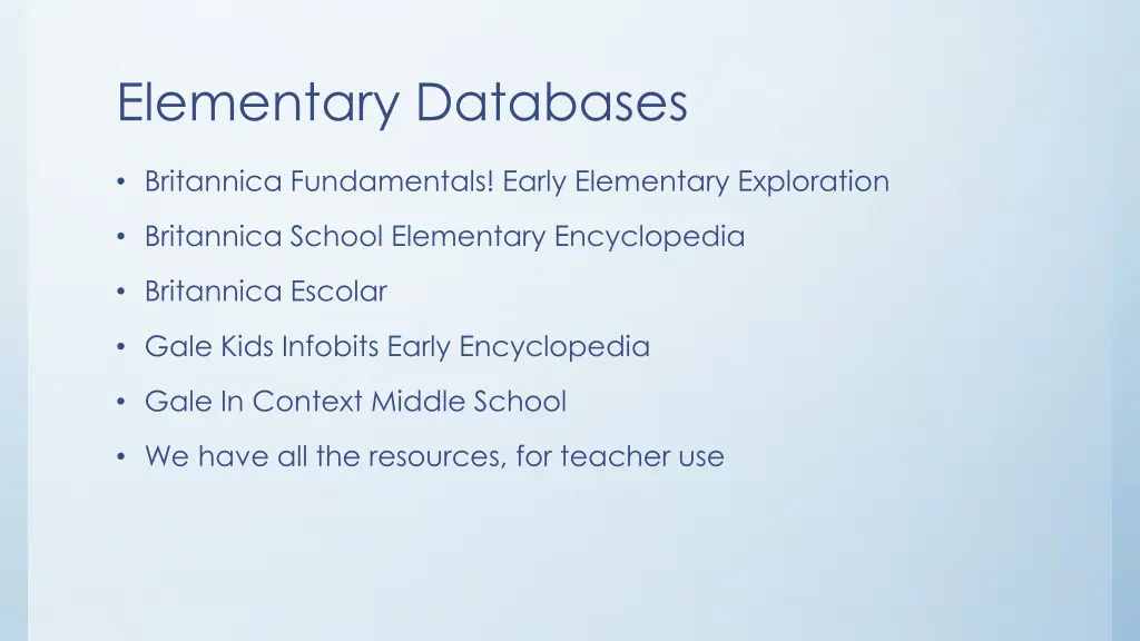 elementary databases