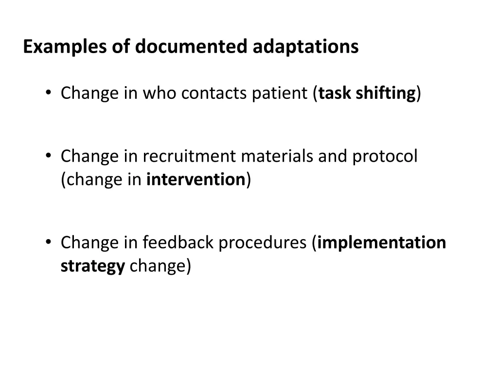 examples of documented adaptations