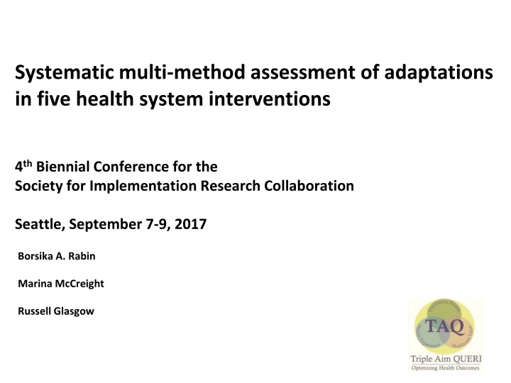 systematic multi method assessment of adaptations