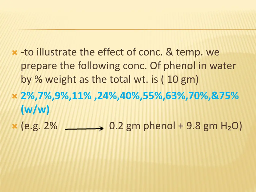 to illustrate the effect of conc temp we prepare