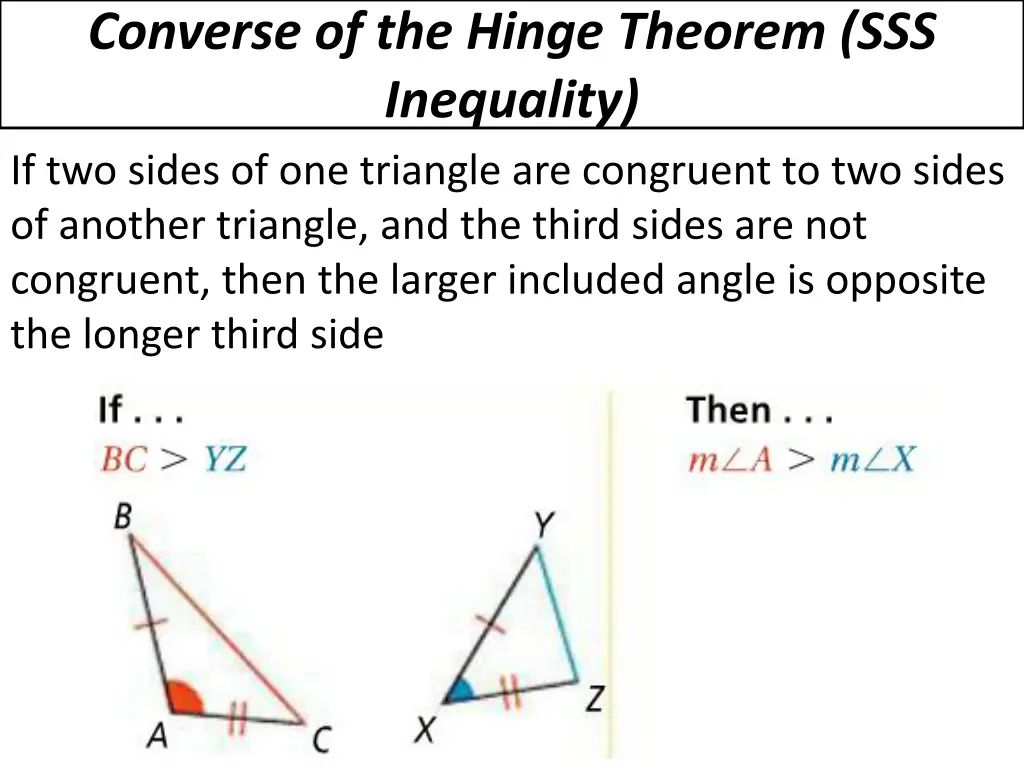 converse of the hinge theorem sss inequality