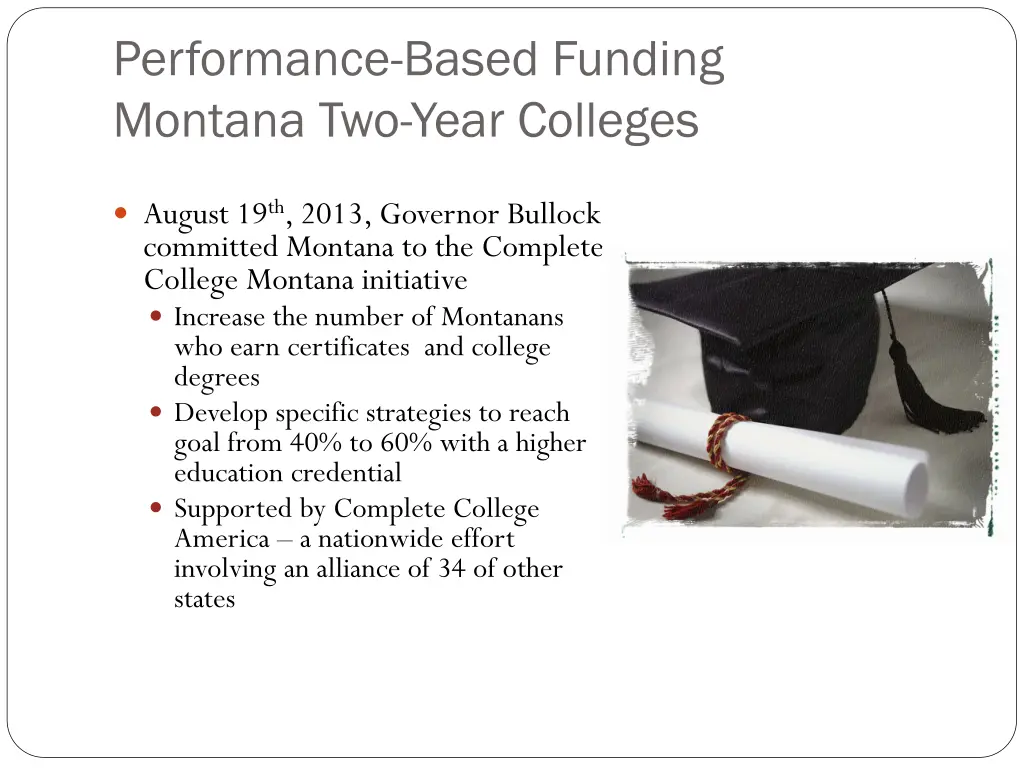 performance based funding montana two year 2