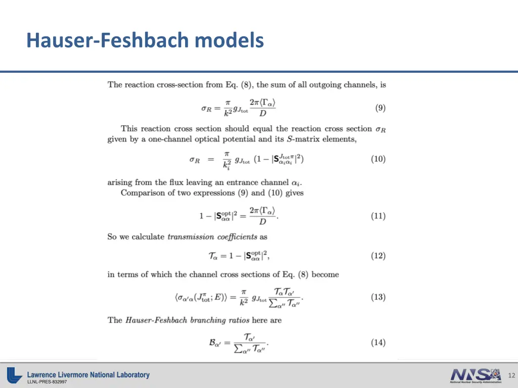 hauser feshbach models