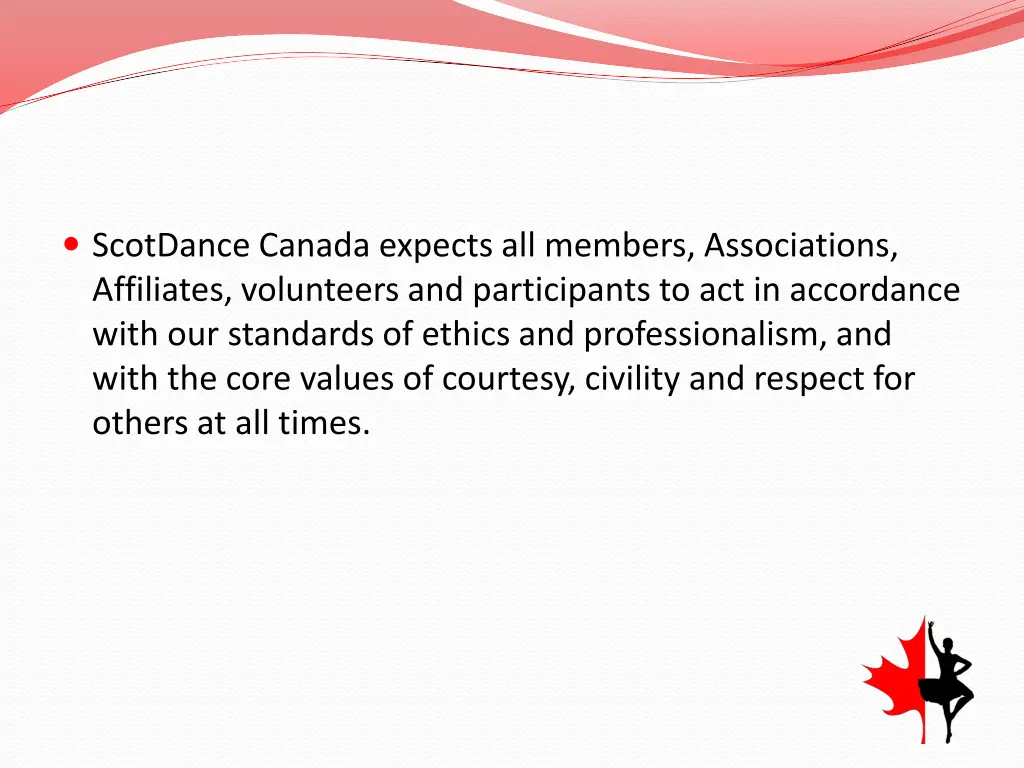 scotdance canada expects all members associations